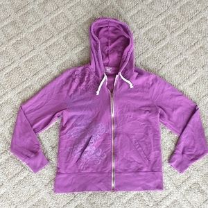 Women's Small Hooded Zip-Up Magenta Sweatshirt